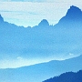 Telephoto shot south at dawn, from the Pomedes Hut.